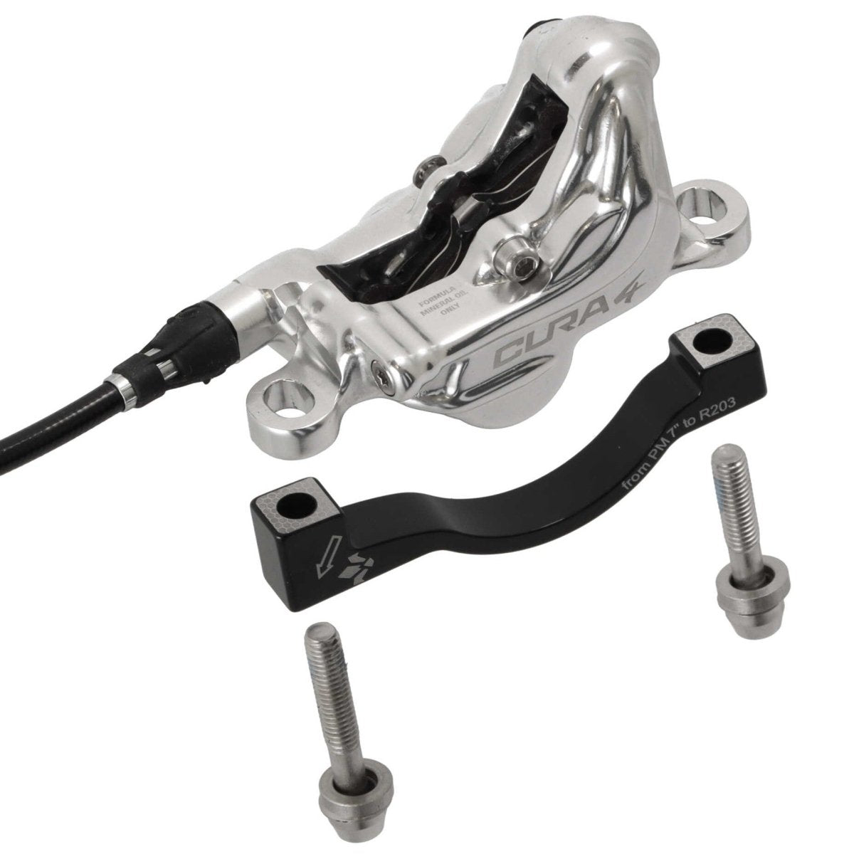 Formula Cura 4 Scheibenbremsen - Set | Carbon Bremshebel | vorne & hinten | 4 - Kolben | silber | inkl. Beläge | Leitung 800/2000 mm - RAAAD.de