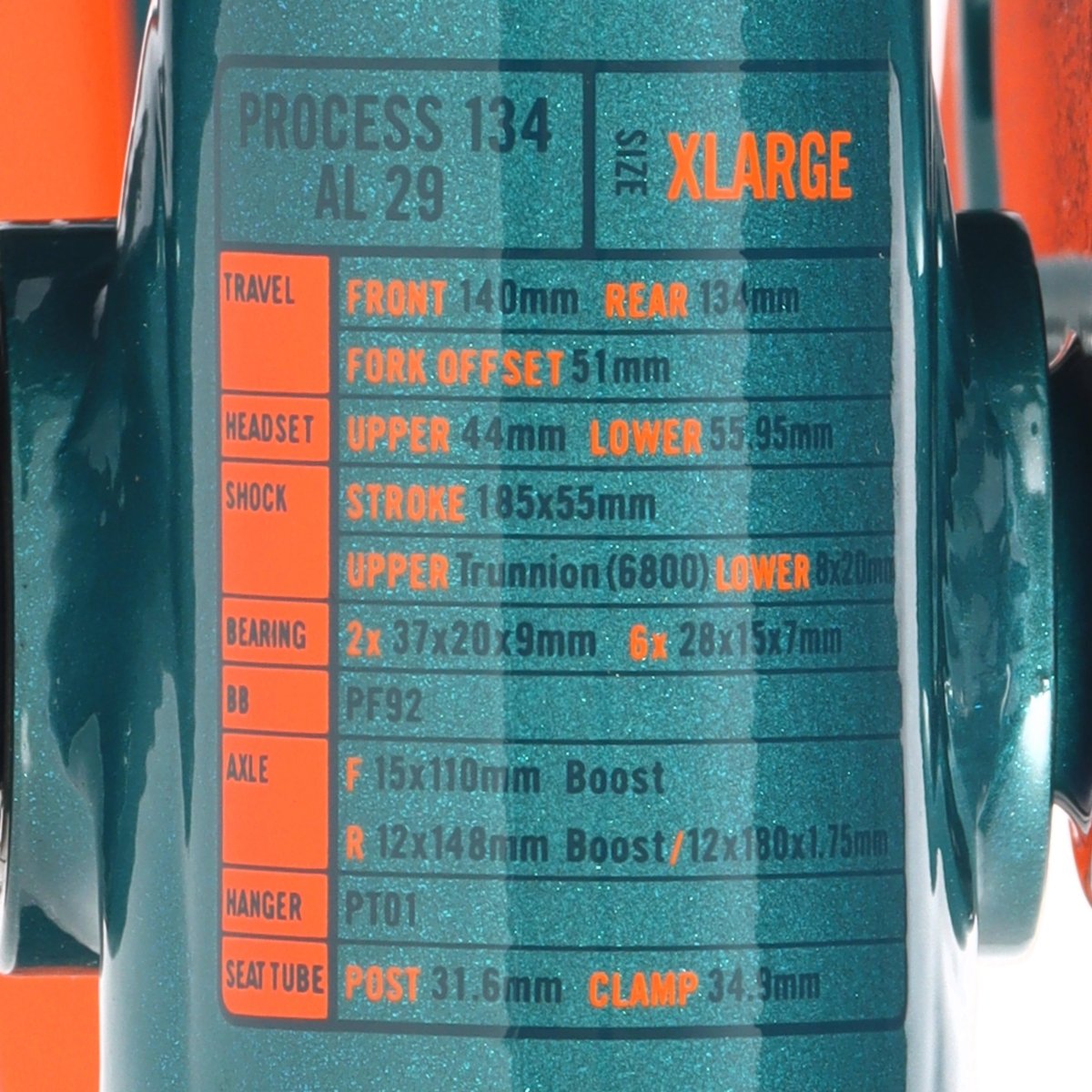 Kona Process 134 DL 29" Türkis | Fully Trail Rahmenset | Boost 12x148 mm | Größe XL - RAAAD.de