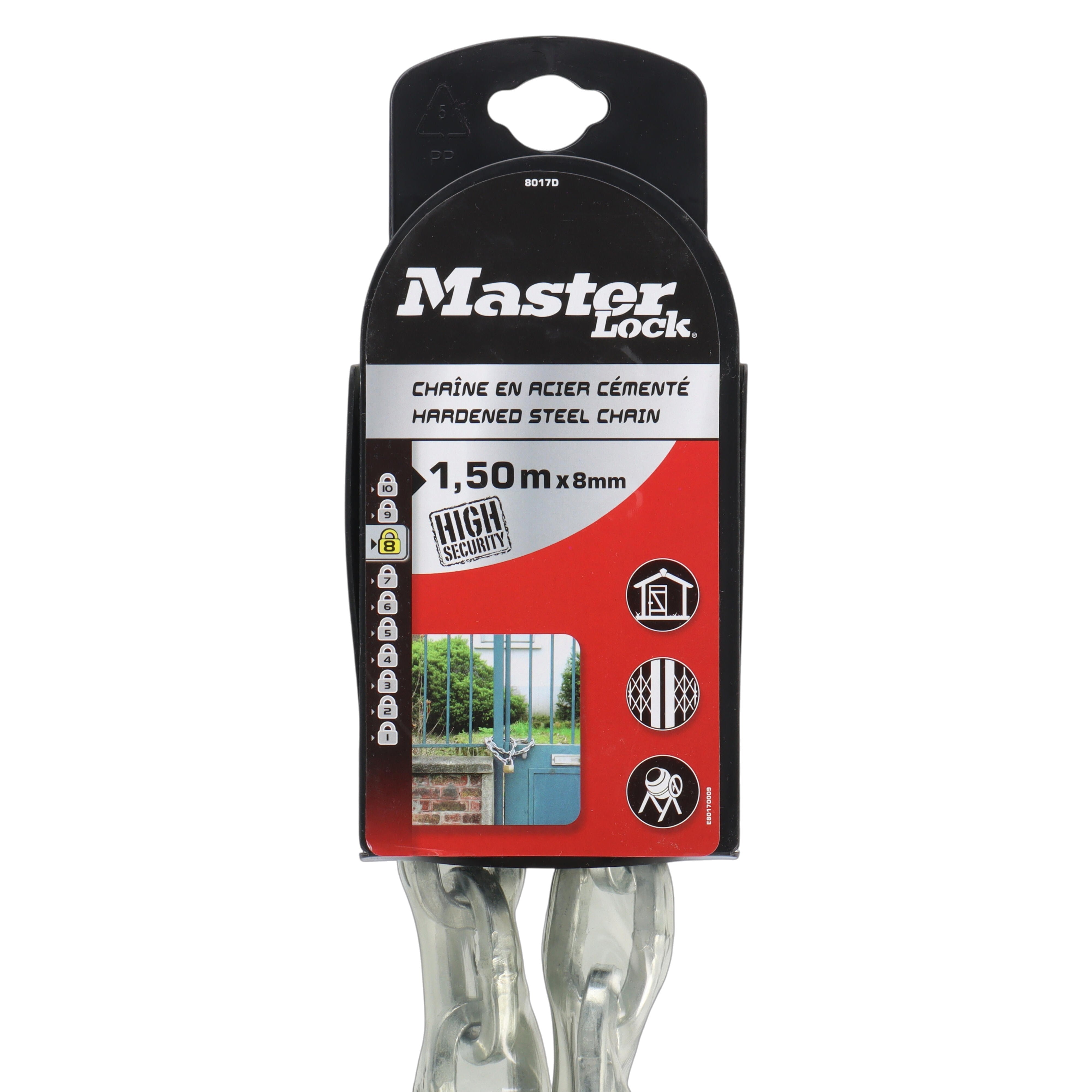 Master Lock 8017 Stahlkette | 8 mm x 1500 mm | Vinylbeschichtet | Sicherheitsklasse 8 - RAAAD.com