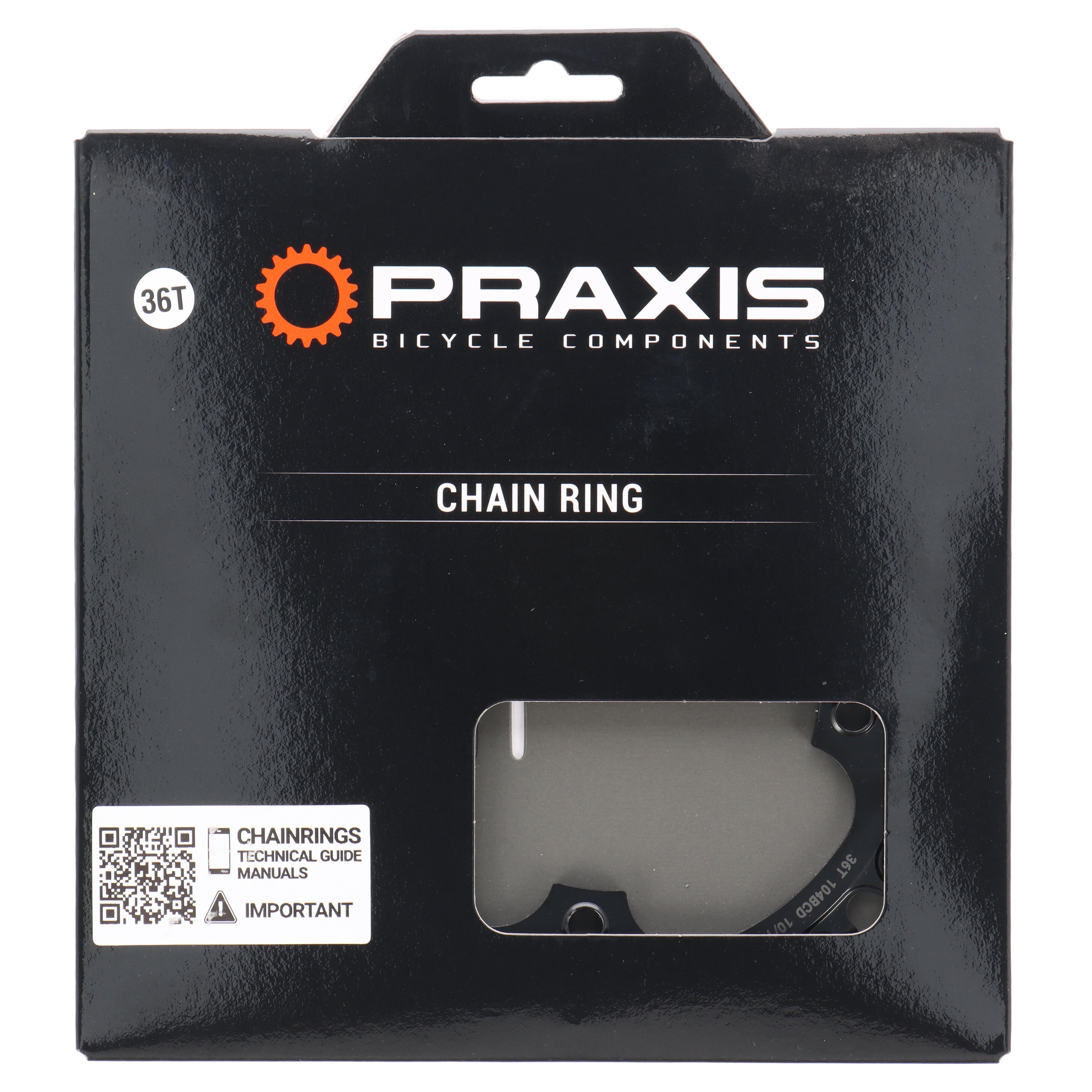 Praxis E-Ring Steel Narrow Wide Kettenblatt | 36 Zähne | 10-/11-/12-fach | 4-Loch 104 mm | M8 - RAAAD.com