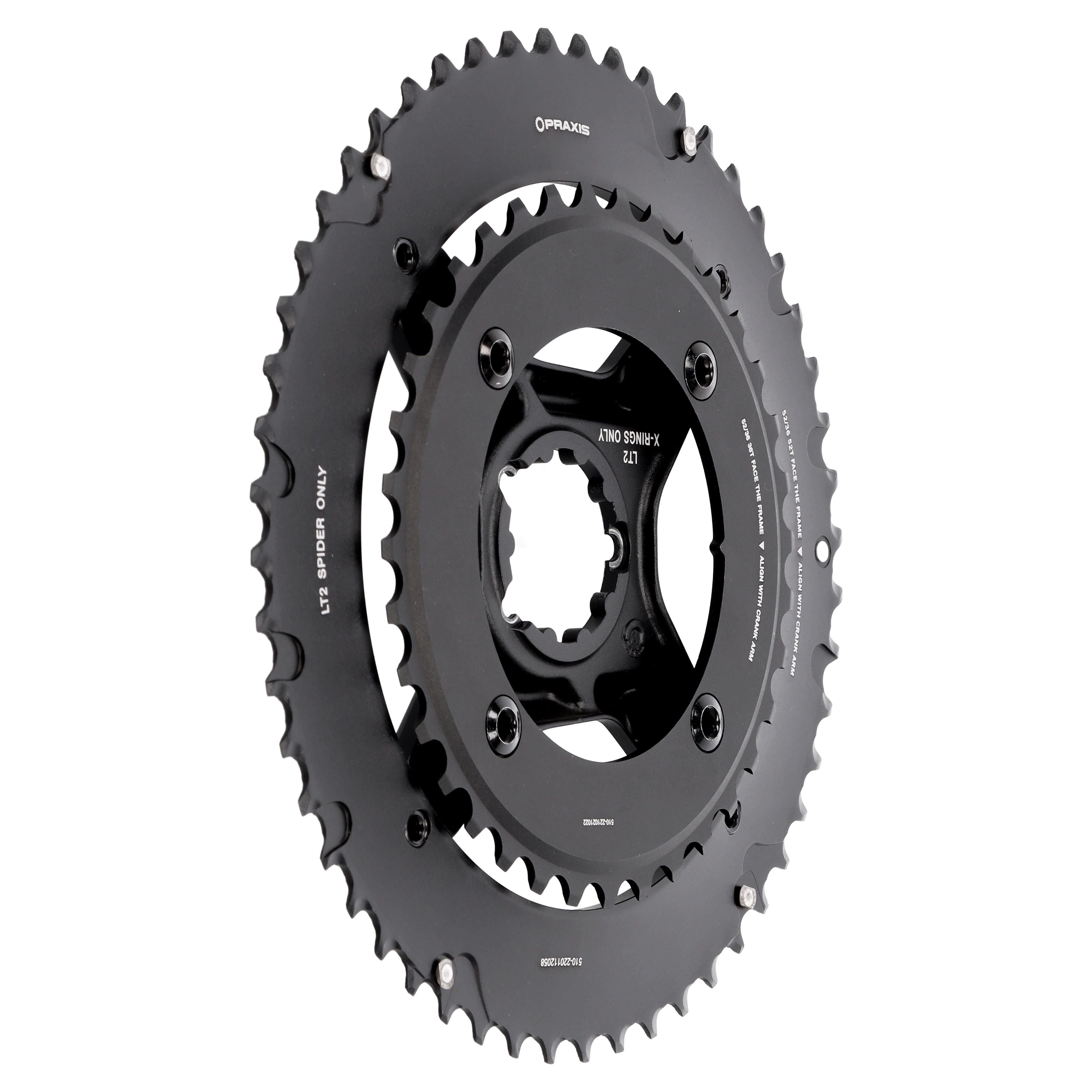 Praxis X-Rings LevaTime II Kettenblattset | 52/36 Zähne | 10-/11-/12-fach | Direct Mount - RAAAD.com