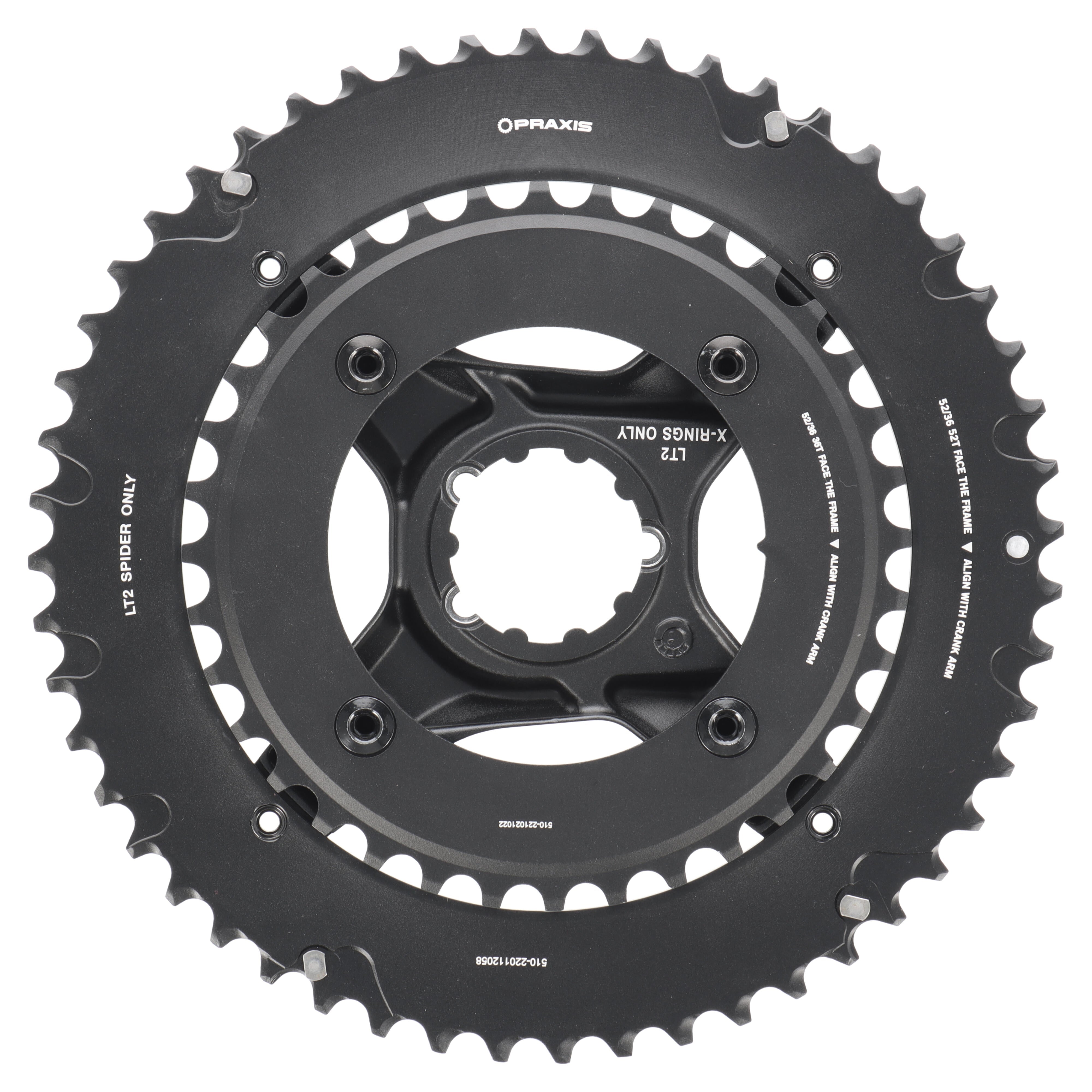 Praxis X-Rings LevaTime II Kettenblattset | 52/36 Zähne | 10-/11-/12-fach | Direct Mount - RAAAD.com
