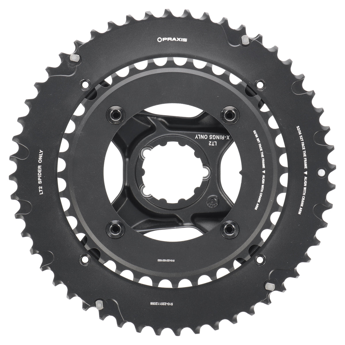 Praxis X-Rings LevaTime II Kettenblattset | 52/36 Zähne | 10-/11-/12-fach | Direct Mount - RAAAD.com
