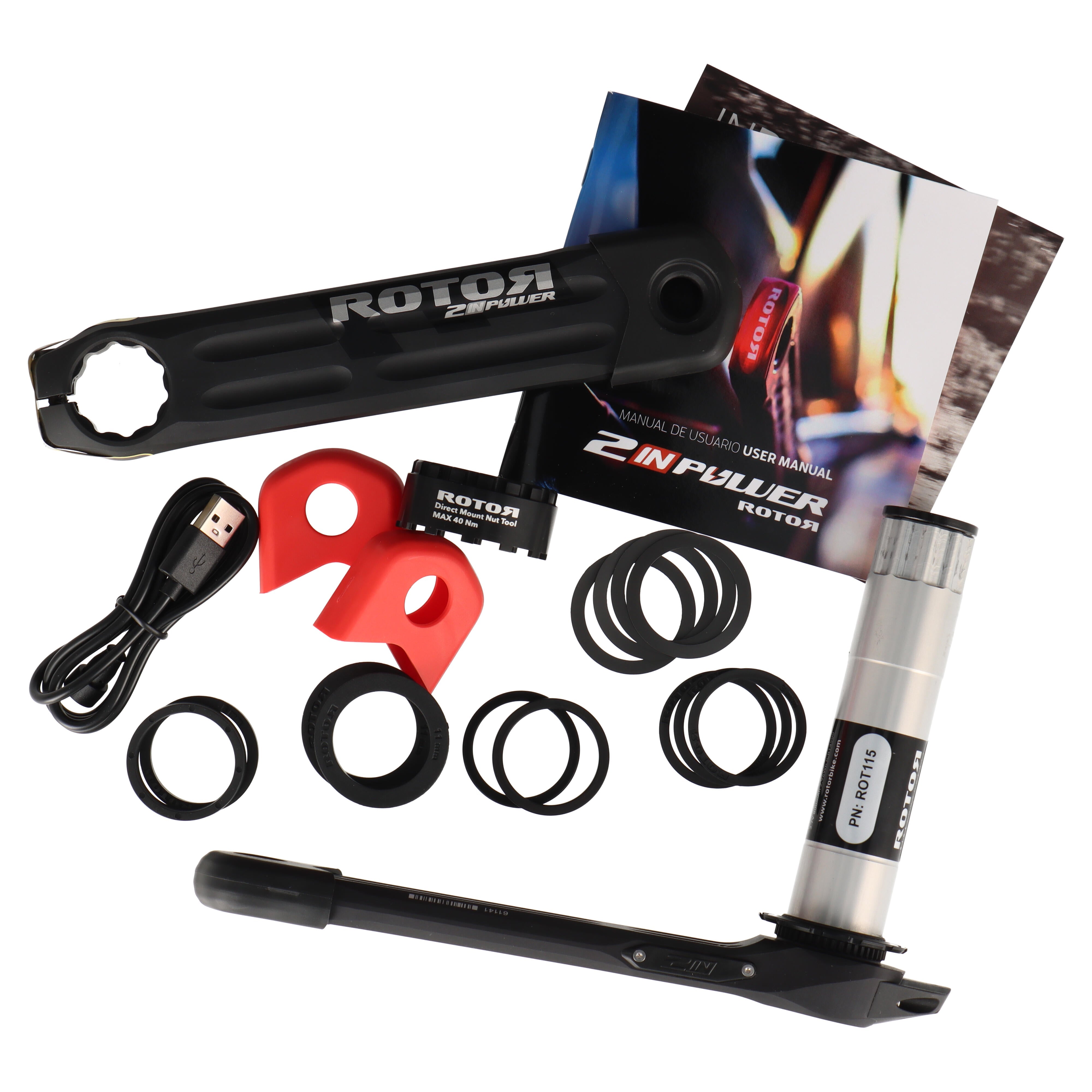 ROTOR 2INpower DM MTB Powermeter Kurbel | 175 mm | 30 mm Achse | 52 mm Kettenlinie - RAAAD.com
