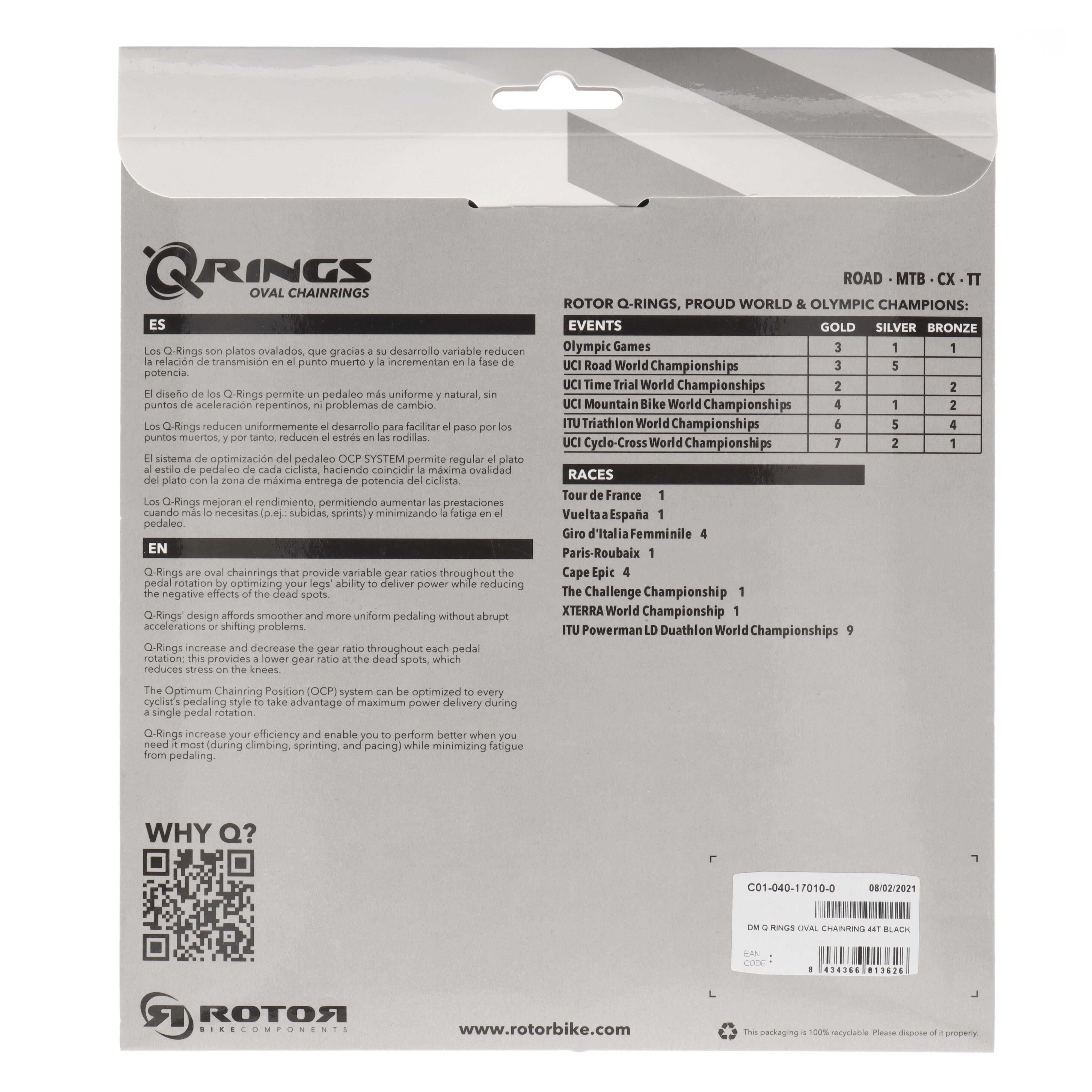 ROTOR Q-Rings Direct Mount Kettenblatt 44T | 1-fach | oval - RAAAD.com