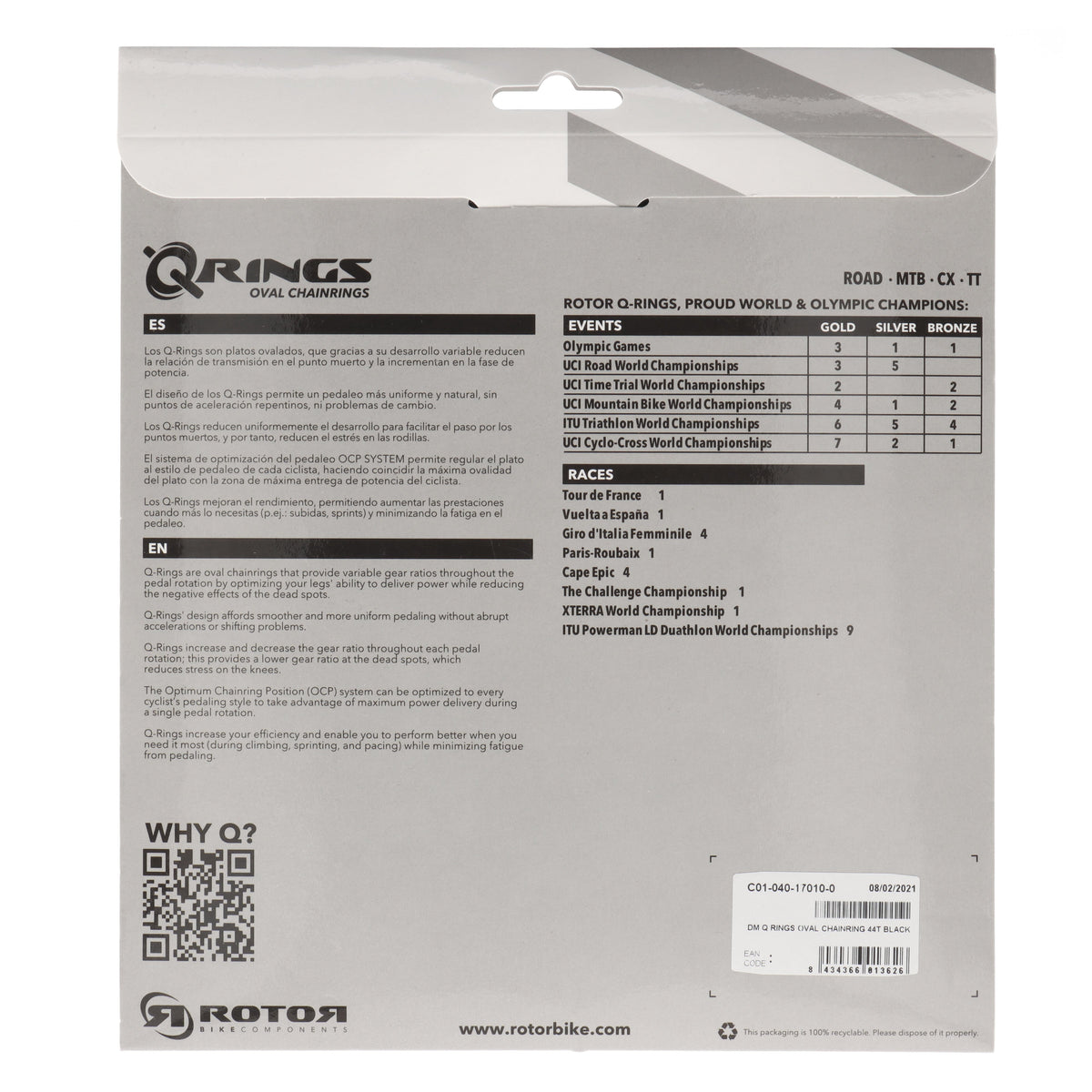 ROTOR Q-Rings Direct Mount Kettenblatt 44T | 1-fach | oval - RAAAD.com