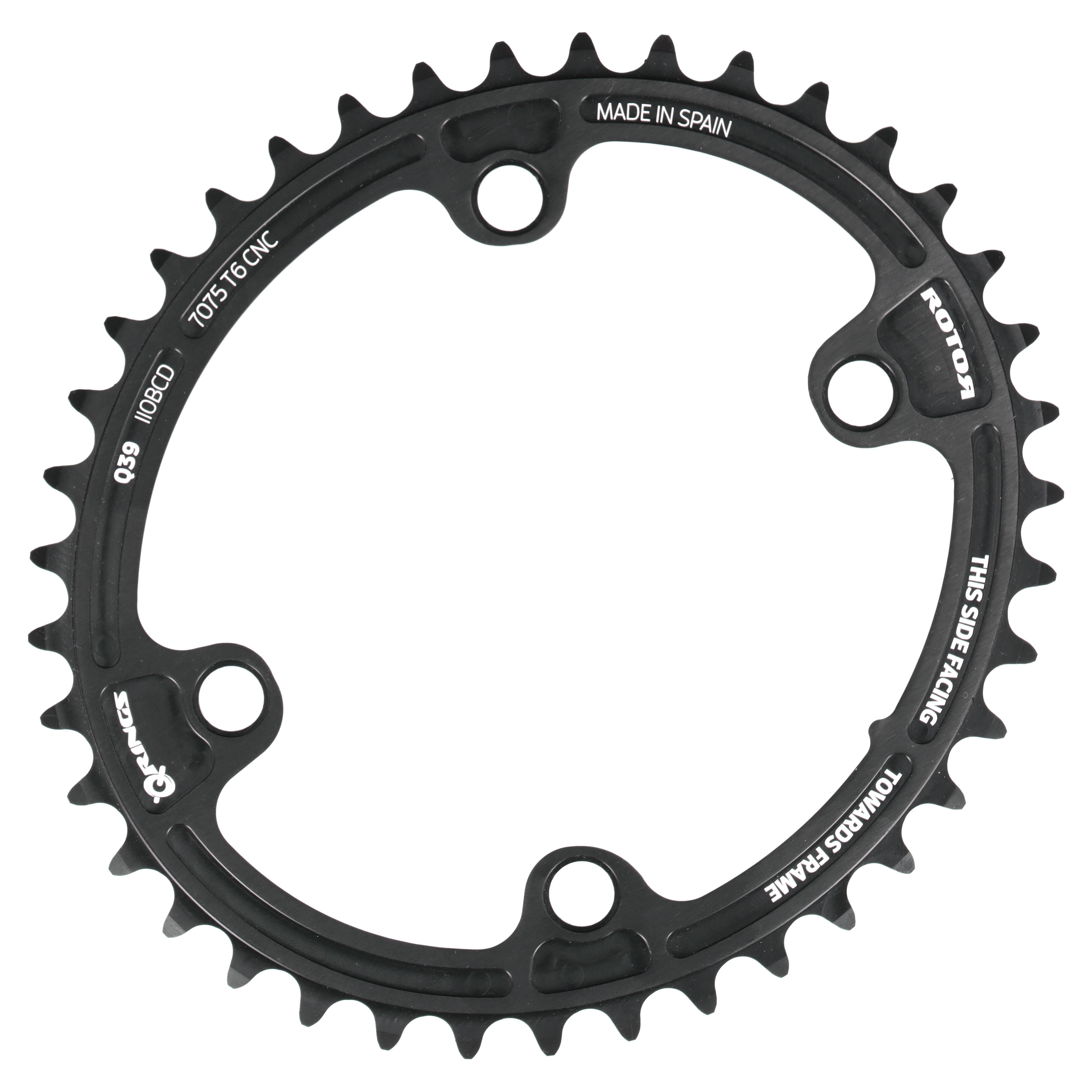 ROTOR Q-Rings Kettenblatt 39T | BCD 110x4 | Innenblatt für 53T Außenblatt | oval - RAAAD.com