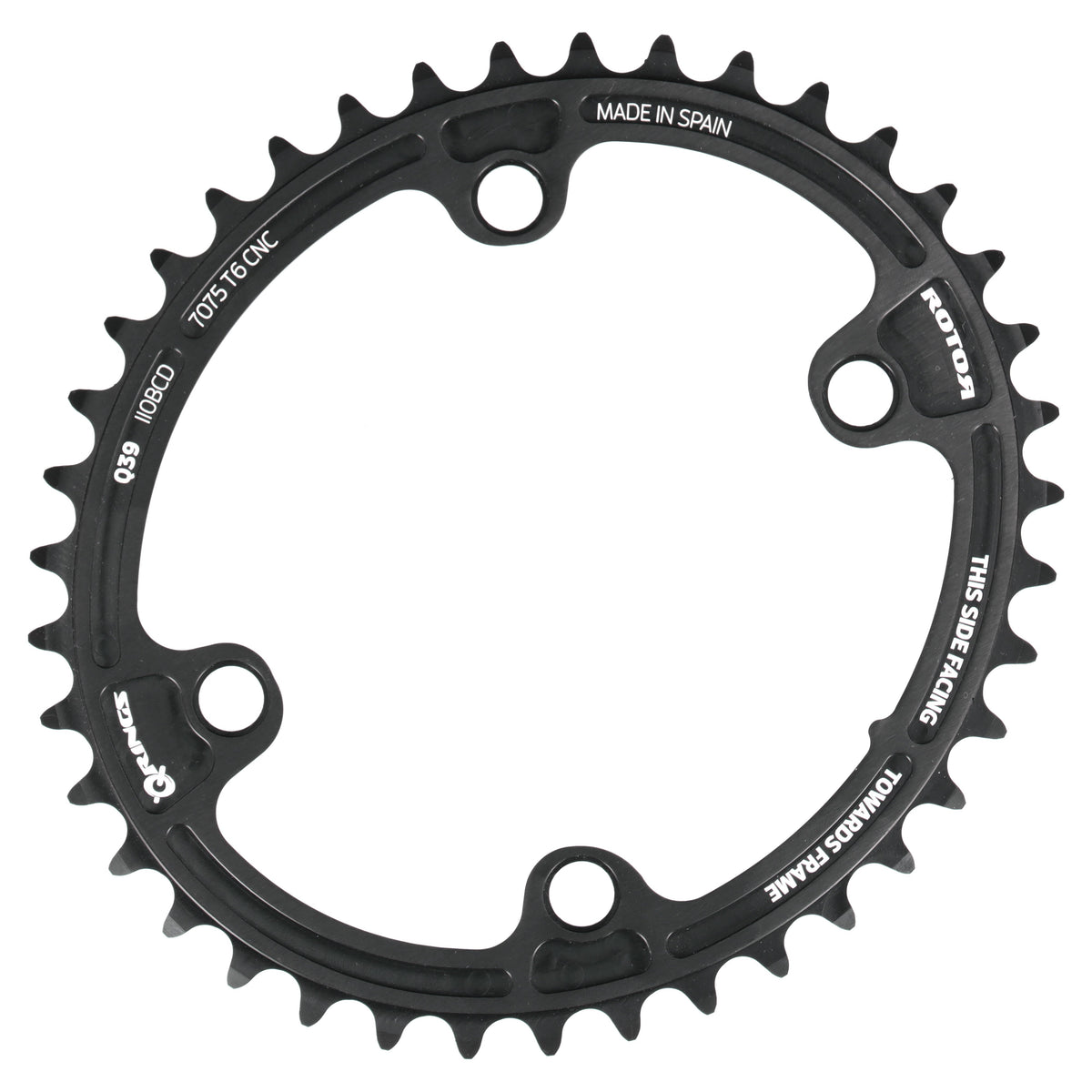ROTOR Q-Rings Kettenblatt 39T | BCD 110x4 | Innenblatt für 53T Außenblatt | oval - RAAAD.com