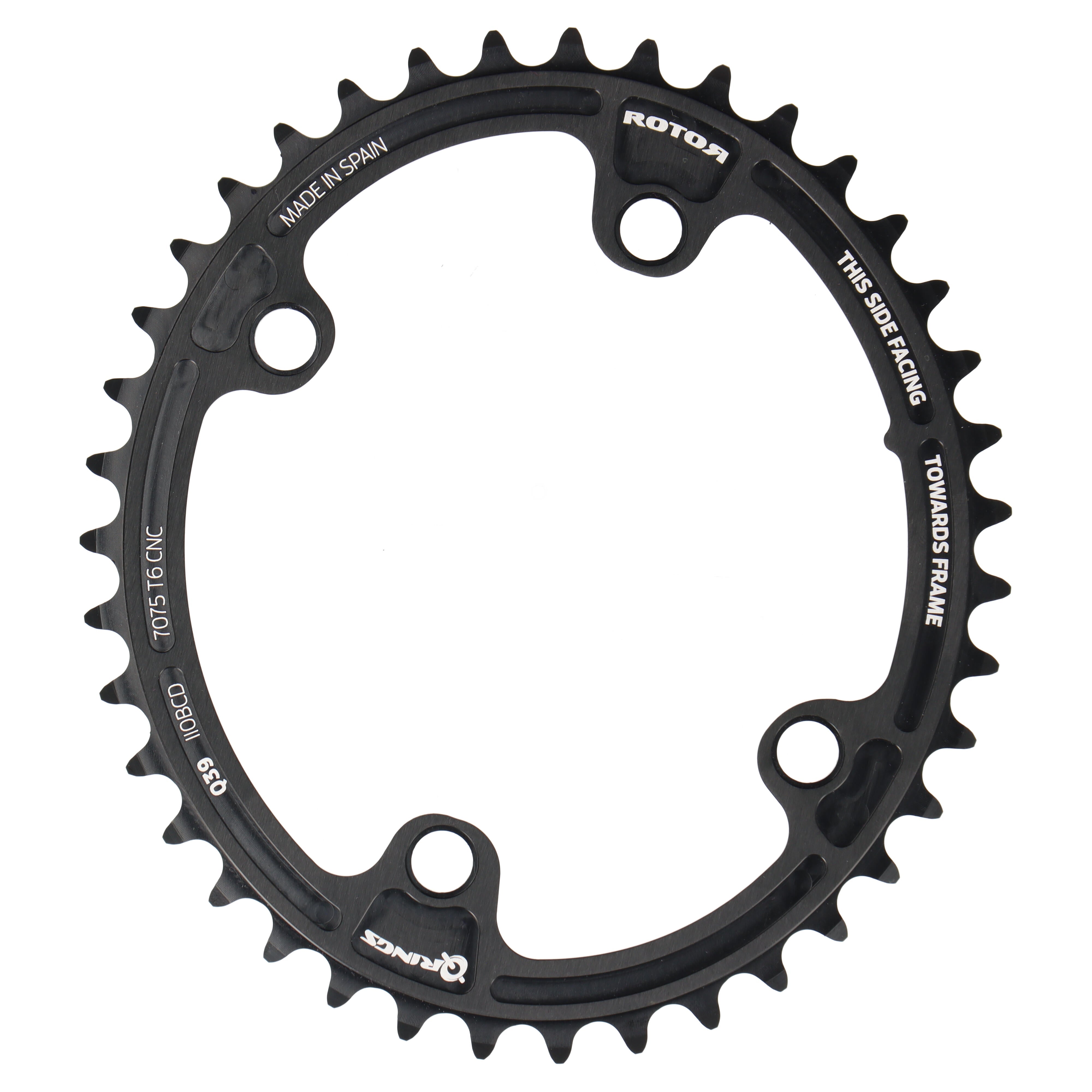 ROTOR Q-Rings Kettenblatt 39T | BCD 110x4 | Innenblatt für 53T Außenblatt | oval - RAAAD.com