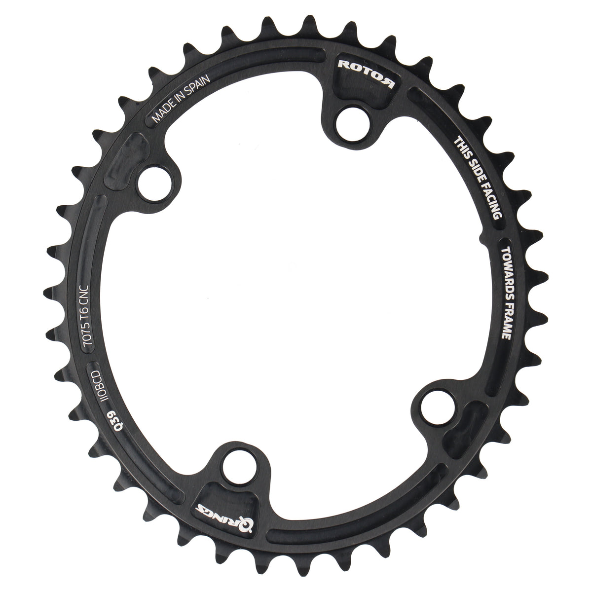 ROTOR Q-Rings Kettenblatt 39T | BCD 110x4 | Innenblatt für 53T Außenblatt | oval - RAAAD.com
