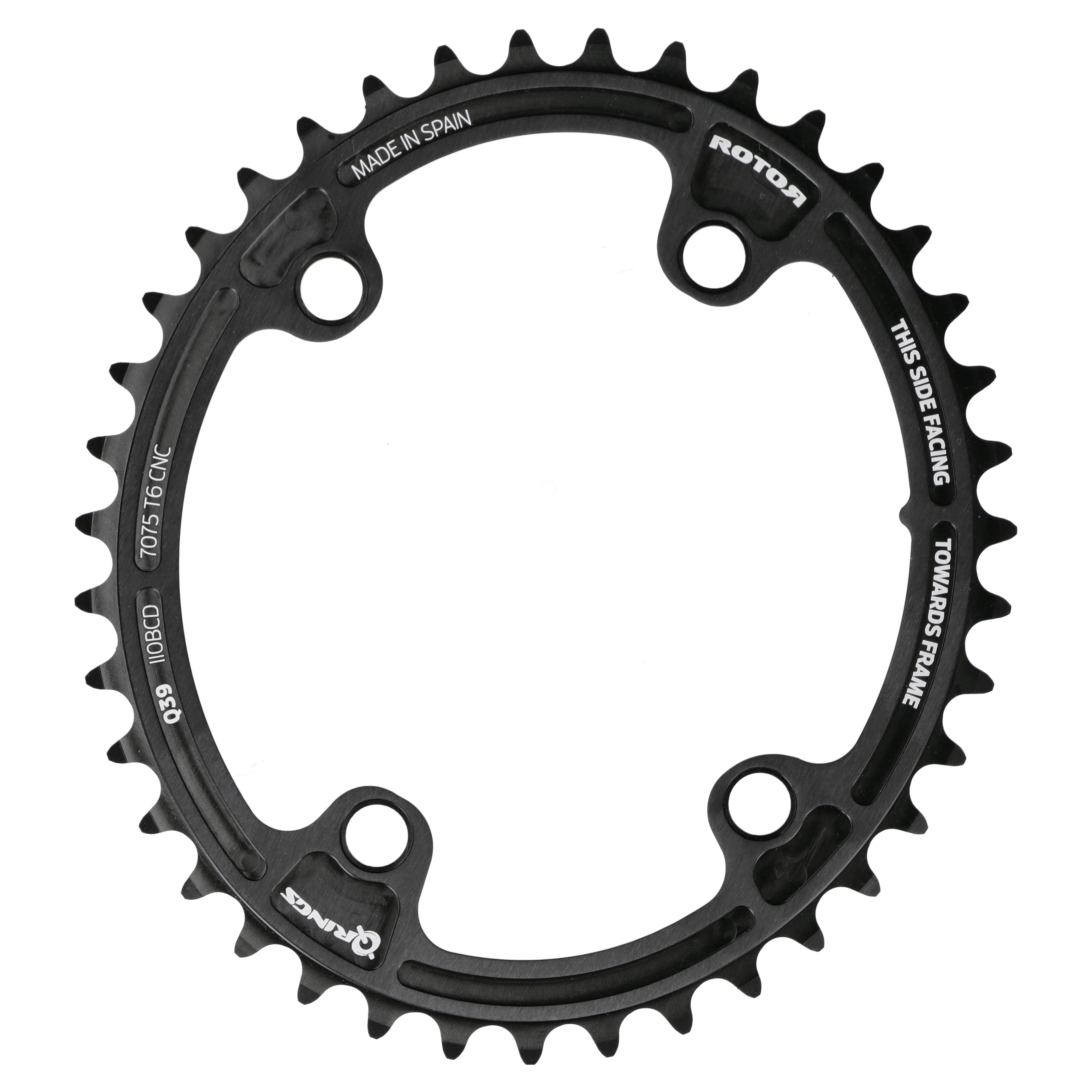 ROTOR Q-Rings Kettenblatt 39T | BCD 110x4 | Innenblatt für 53T Außenblatt | oval - RAAAD.com