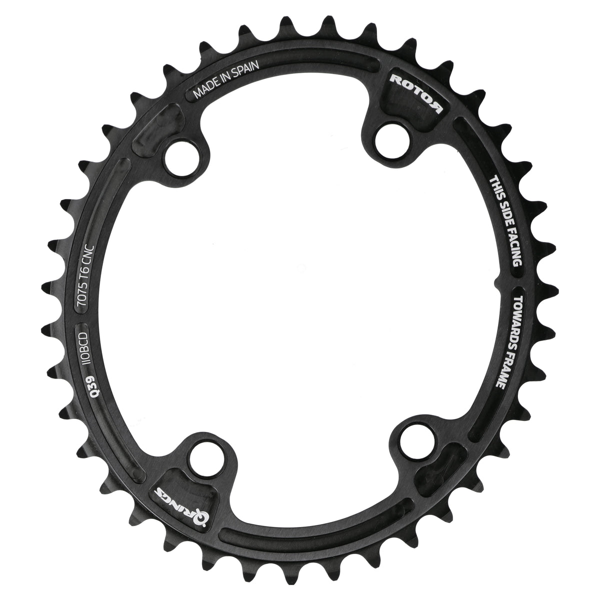 ROTOR Q-Rings Kettenblatt 39T | BCD 110x4 | Innenblatt für 53T Außenblatt | oval - RAAAD.com