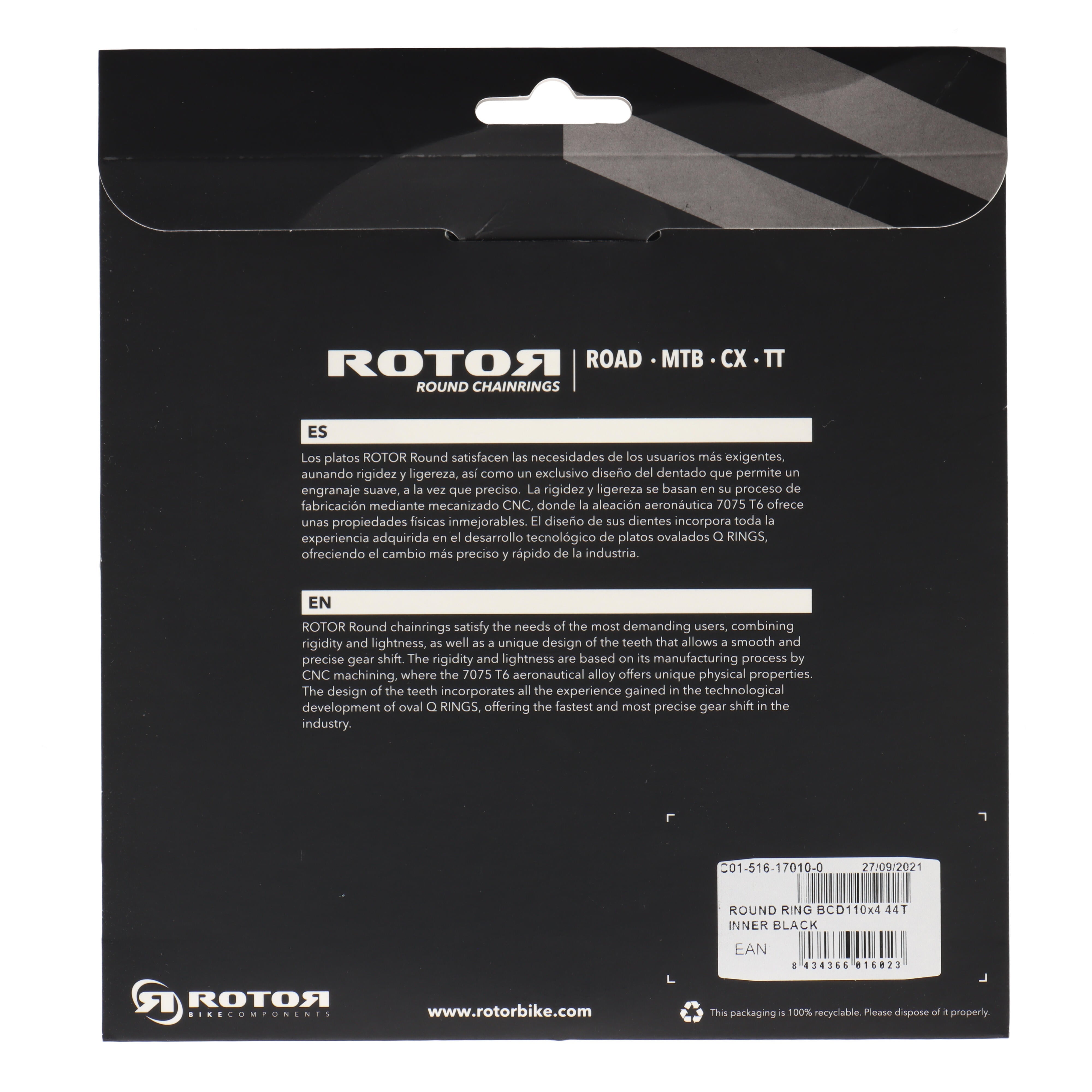 ROTOR Round Ring Kettenblatt 44T | BCD 110x4 | Innenblatt | rund - RAAAD.com