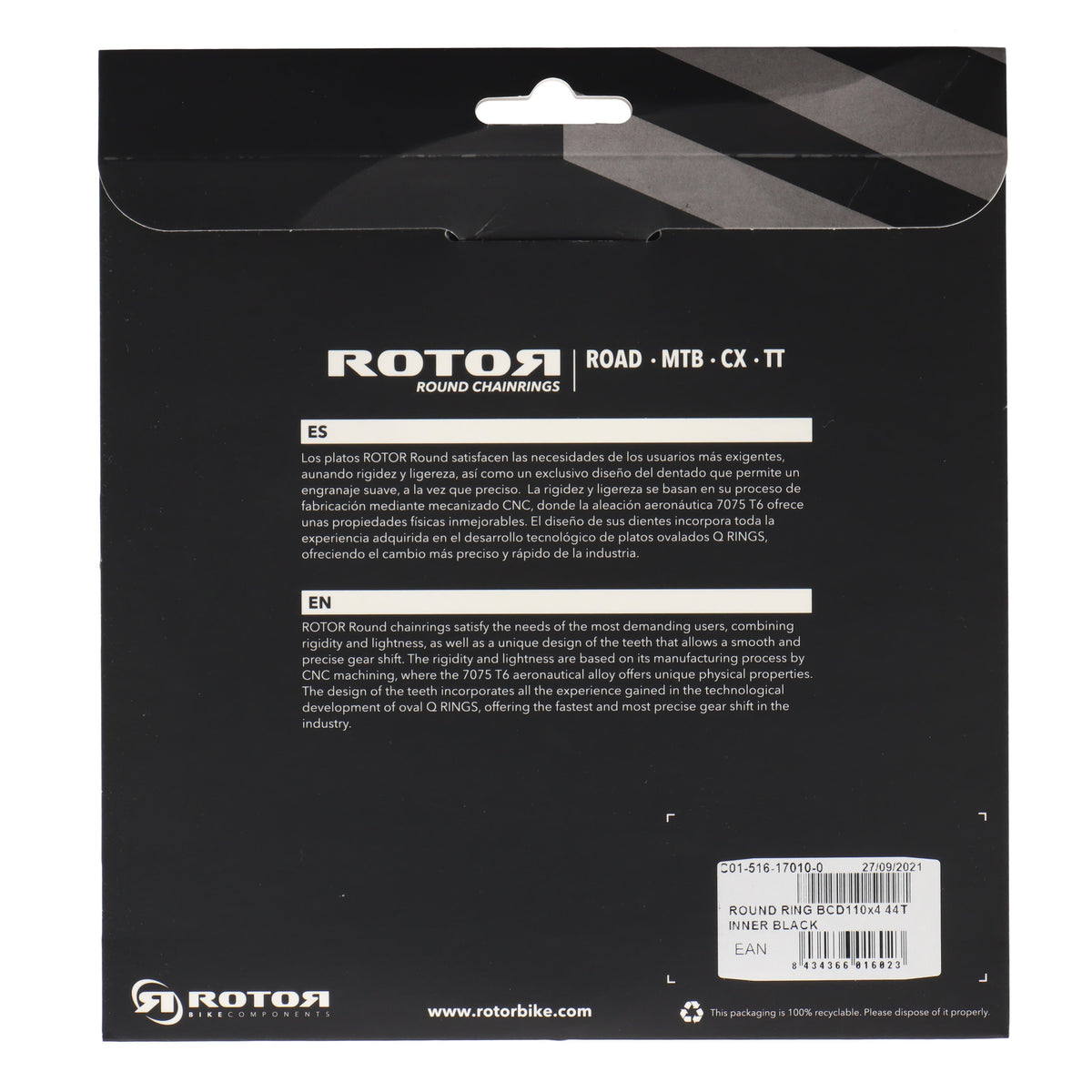 ROTOR Round Ring Kettenblatt 44T | BCD 110x4 | Innenblatt | rund - RAAAD.com